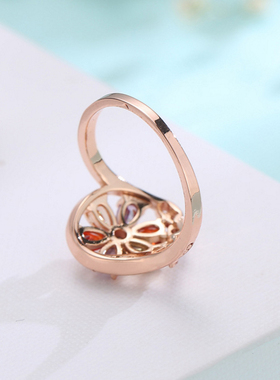 韩国个性水晶戒指七彩色百搭超