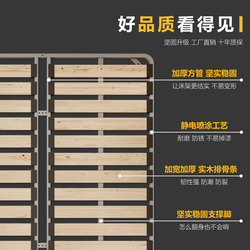 排骨架床架加密实木1.8米床骨架折叠床架榻榻米1.5龙骨架钢架定制 - 图0