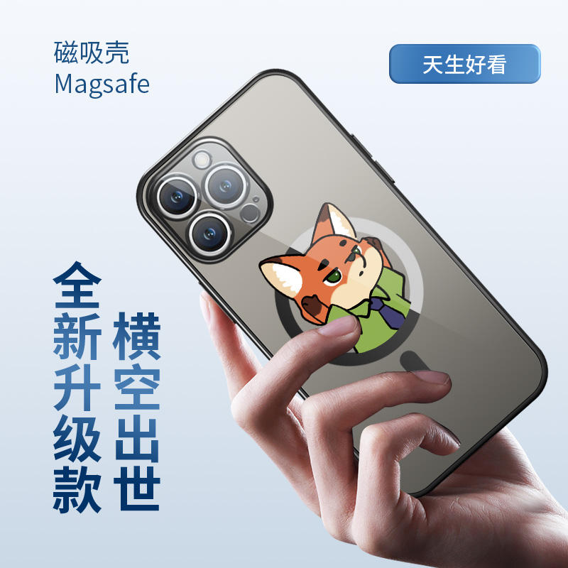 适用iPhone14磁吸手机壳iPhone11promax疯狂动物城13pro朱迪15尼克狐12卡通magsafe无线充电13兔子警官15pro - 图0