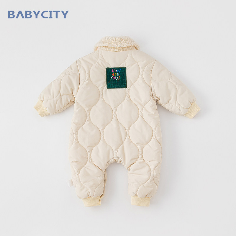 婴儿冬装加厚新生儿哈衣一岁棉服 贝贝城连身衣/爬服/哈衣