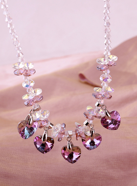 日韩风爱心短款锁骨链水滴吊坠