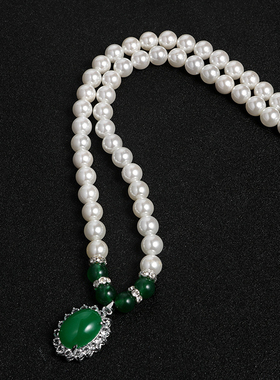 天然淡水贝珠珍珠项链玛瑙挂件