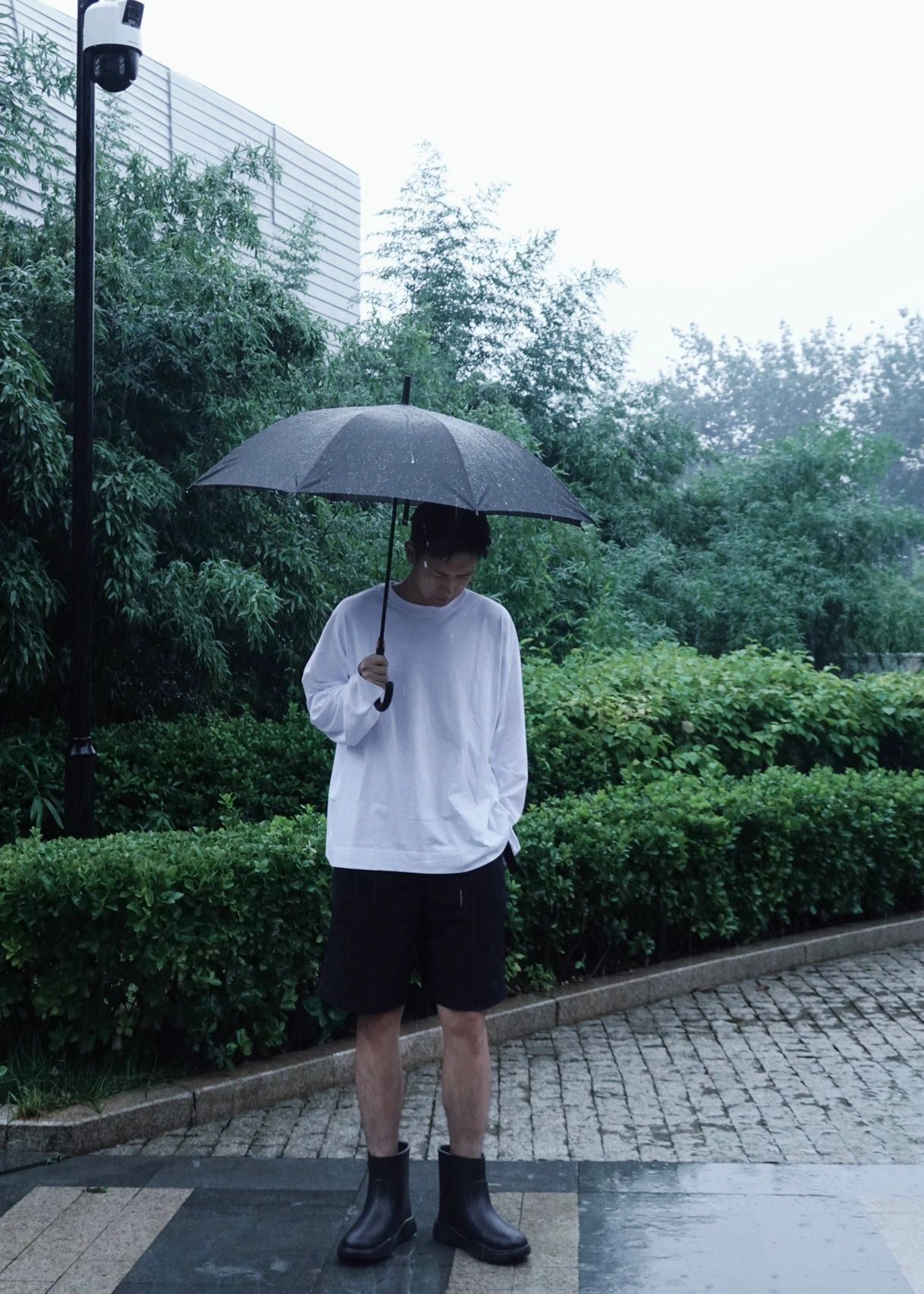 李现同款雨靴男士夏季新款中筒工地耐磨防水雨天防滑钓鱼户外水鞋-图1