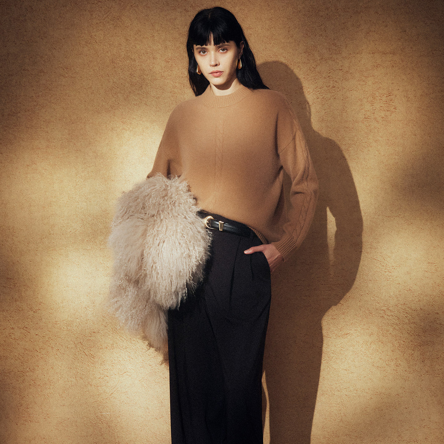 PALUOPO/帕罗商场同款 秋冬圆领新款纯山羊绒衫女立体绞花毛衣,淘宝优惠券,粉丝福利购,淘宝优惠卷