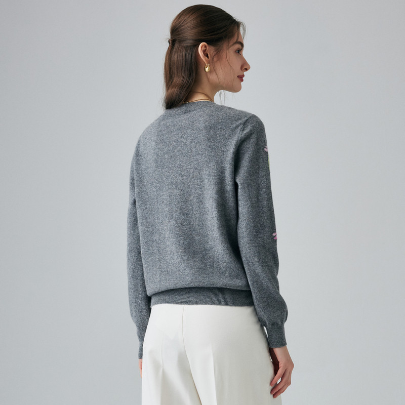 【田园可爱风刺绣】帕罗25秋冬新款女士纯山羊绒衫针织套头毛衣,淘宝优惠券,粉丝福利购,淘宝优惠卷