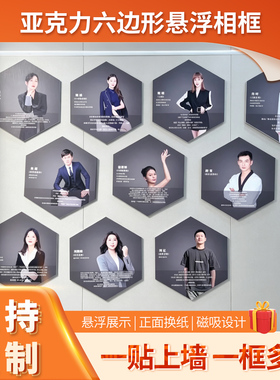 亚克力六边形悬浮相框磁吸照片墙