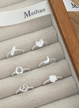 饰尚e族碱水面包脑袋系列戒指女网红时尚个性百搭S925镀银开口指