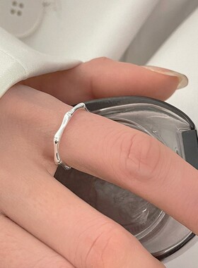 简约竹节戒指女百搭时尚个性气质叠戴开口指环ins风小众食指戒潮