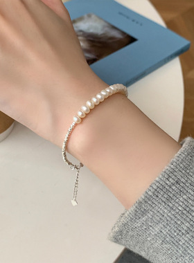 饰尚e族简约碎银珍珠手链女百搭时尚个性手环ins网红气质创