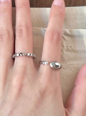 几何碎银戒指女个性时尚方块锆石戒指女轻奢高级感开口指环