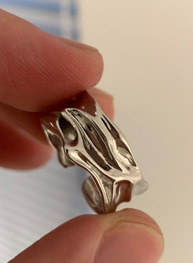 饰尚e族复古锡纸纹理开口戒指女ins小众设计高级冷淡风轻奢