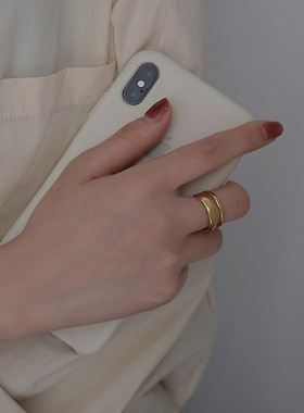 饰尚e族开口戒指女韩版几何双层戒指食指指环复古时尚气质简约