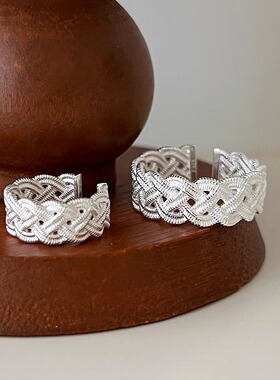 饰尚e族ins风编织麻花辫戒指女甜美时尚百搭气质开口指环小众个性