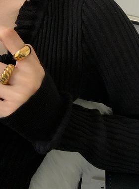 欧美金色光面韩版牛角冷淡风跨境