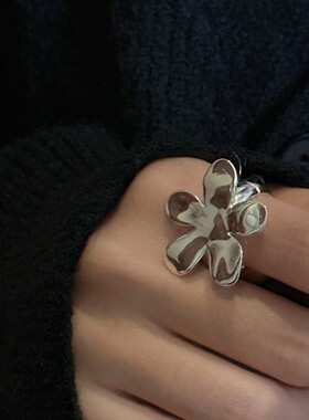 饰尚e族甜酷大花朵戒指女精致优雅个性小众设计感开口指环嘻哈叠
