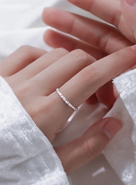饰尚e族褶皱锡箔纸纹理戒指女个性时尚小众简约冷淡风开口