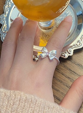 甜美精致蝴蝶结戒指女简约时尚个性优雅开口指环叠戴轻奢食指戒潮