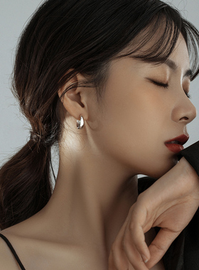 纯银时尚简约素圈耳环925银女