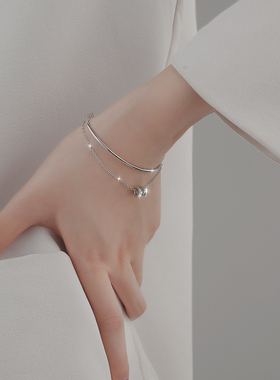 双层手链女生2021款女银ins小众