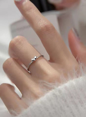 女925纯银新潮光面爱心戒指