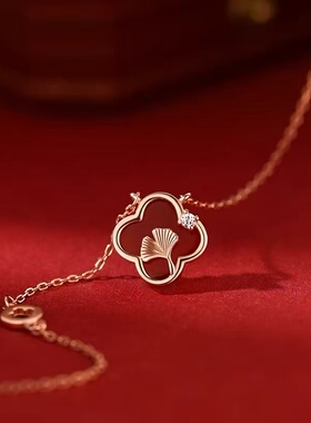 925纯银四叶草项链2025蛇本命年新年高级过年女款锁骨链