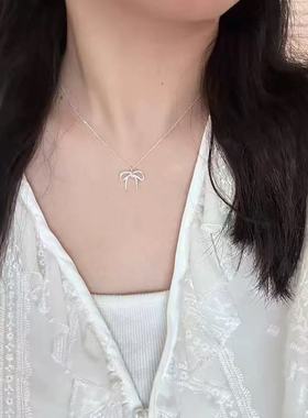 S925纯银不规则蝴蝶结项链女简约高级感东大门ins风颈链2025新款