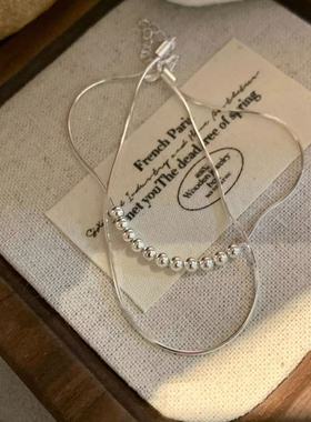 双层925纯银圆珠蛇骨链百搭韩系ins风不过时银色s925银手链