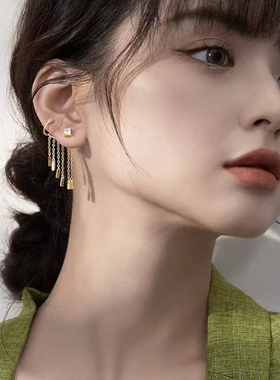 925纯银小众设计ins流苏创意个性轻奢精致耳环女耳钉网红潮