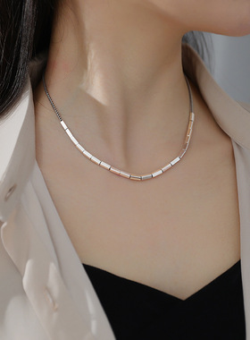 韩国东大门银项链女925纯银简单大方气质小众设计感劲链锁骨链