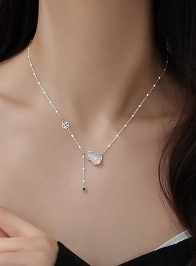 925纯银玉髓葫芦项链女轻奢2025新爆款高级感锁骨链颈链