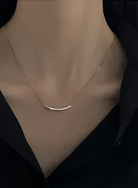 s925纯银微笑项链女夏季2025年新款小众设计感高级轻奢锁骨链