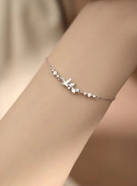 925纯银闪钻蝴蝶手链女手饰个性简约闺蜜学生礼物配饰新款