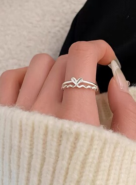 925纯银爱心戒指女小众设计高级感开口戒素圈轻奢食指戒