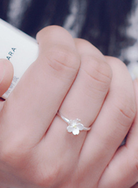 925纯银戒指花朵樱花甜美开口