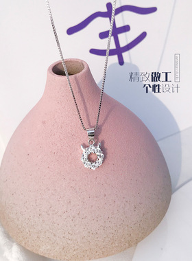 恶魔短款礼物银项链