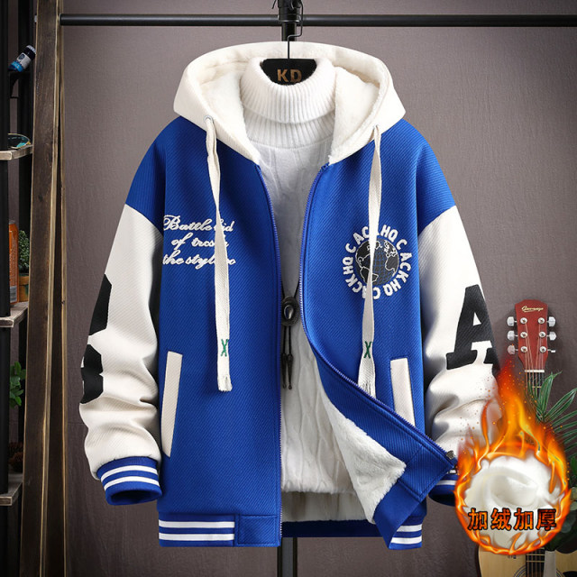 Autumn and winter 13 adolescent jacket 12 -year -old boy junior high school students 14 plus velvet thick 15 children baseball uniform jackets