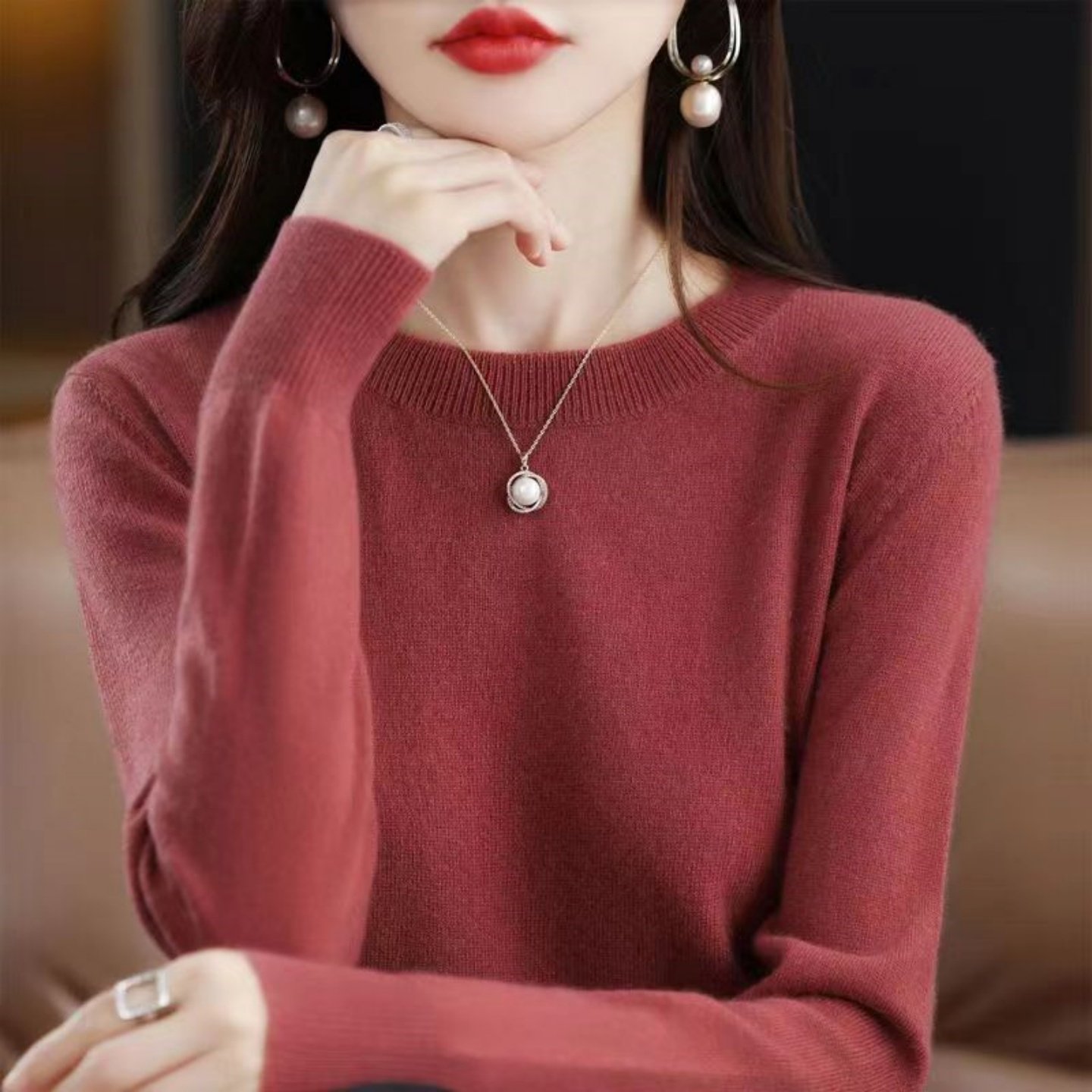 2025秋冬新款羊绒衫女低圆领宽松显瘦毛衣百搭100羊毛针织打底衫,淘宝优惠券,粉丝福利购,淘宝优惠卷
