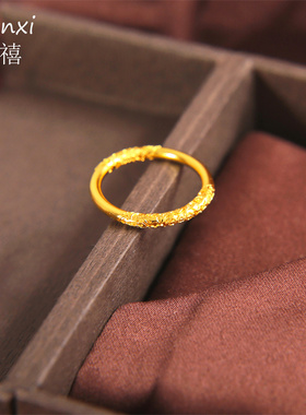 传承中国风立体雕花卷草纹戒指