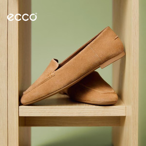 ECCO爱步女鞋 26秋季新款复古豹纹老钱平底通勤乐福鞋 舞悦234383