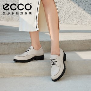 ECCO爱步厚底乐福鞋女 2022新款英伦小皮鞋黑色通勤鞋 摩登490113