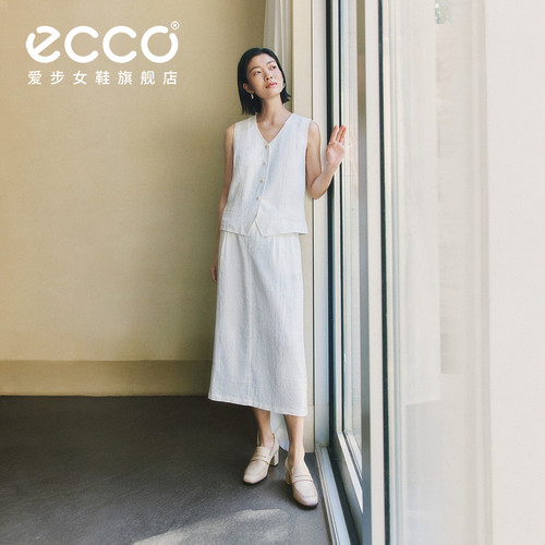 ECCO爱步女鞋 春季新款粗跟通勤高跟一脚蹬乐福鞋 型塑35 291913 - 图2