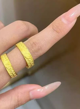 越南沙金古法吉言戒指男女款黄金高颜值结婚纯金对戒七夕婚嫁礼物