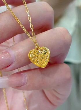 送女友吊坠新款黄金色18k锁骨链