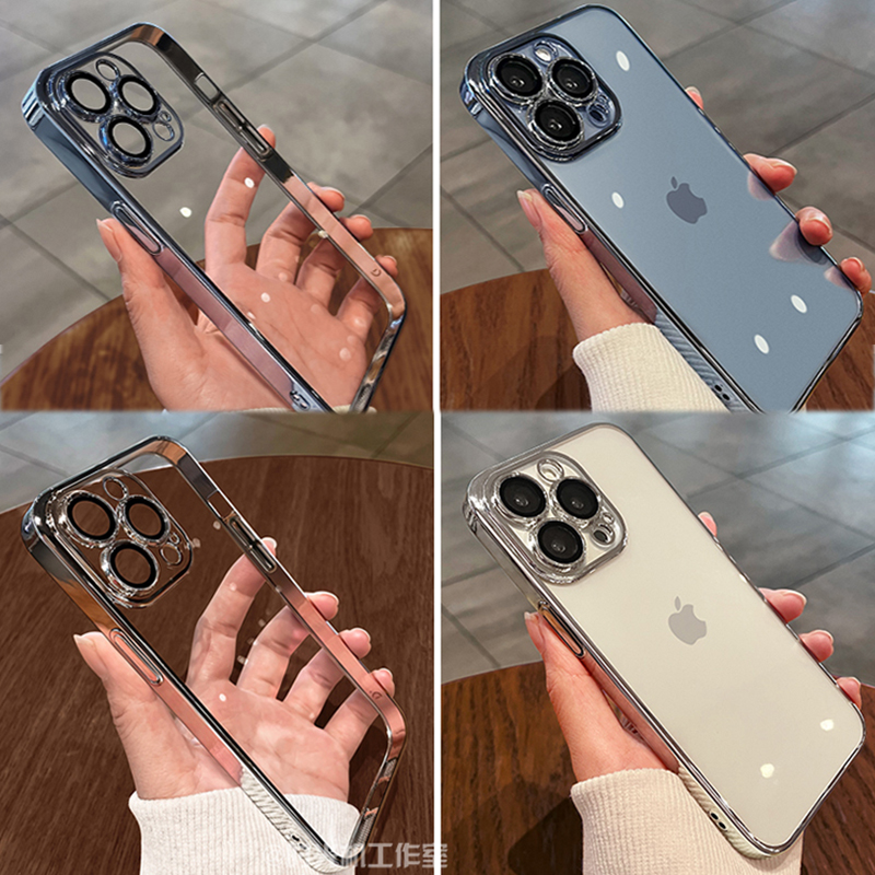 15远峰蓝电镀边适用iphone14promax新款13/12PRO透明手机壳xr/xs保护套i7p超薄裸机感8plus高档男女6s散热se3 - 图3