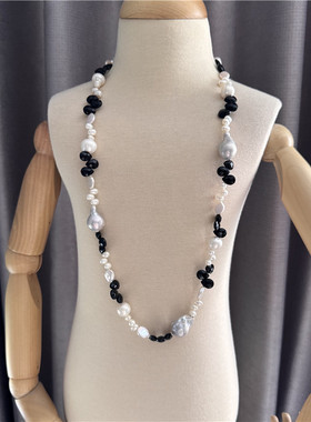 孤品特价天然珍珠设计款项链高级感时尚轻奢毛衣链首饰