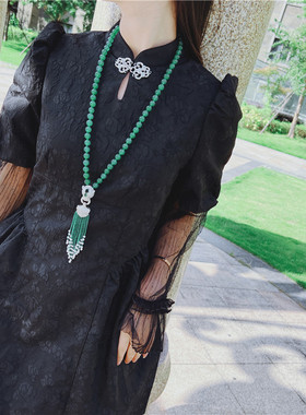 绿玛瑙毛衣链女长款首饰高贵大气