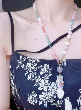 彩色串珠设计款毛衣链轻奢气质女