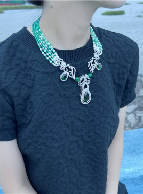 东陵玉多层项链女夸张首饰高贵