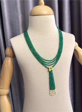 绿玉髓多层设计款项链轻奢气质女