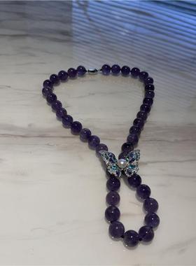 紫晶石项链女女紫色首饰时尚超大